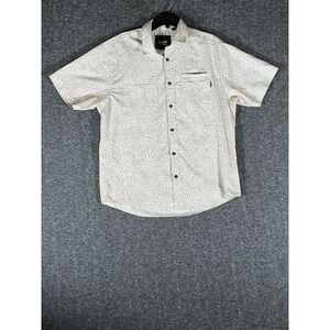 Howler Bros Mens Large Tan White Geometric Mosaic Short Sleeve Button Down Shirt